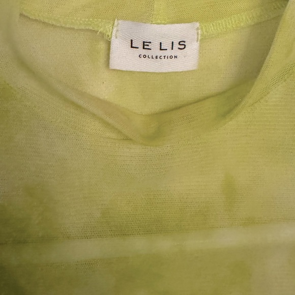 NWOT- Lelis Collection Neon Green Sheer Mesh Long Sleeve Mock Neck Bodysuit - Picture 5 of 9